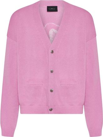 John Richmond Gebreid vest met knoopsluiting en zakken aan de voorkant - Heren - Vesten - Roze - 2XL - Truien & Vesten