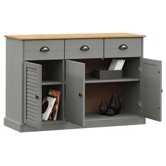 Berkfield Home Sideboard with Drawers VIGO 113x40x75 cm Grey Solid Wood Pine | Size: 113 x 40 x 75 cm