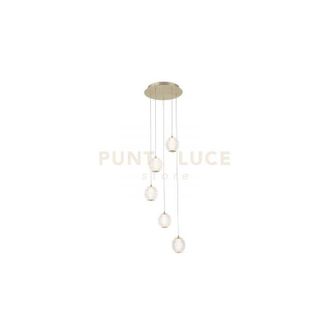 Searchlight Pendente Allure 5Lt Multi-Drop - Ottone satinato e acrilico trasparente