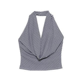 Frankies Bikinis Jay Gingham Halterneck Top