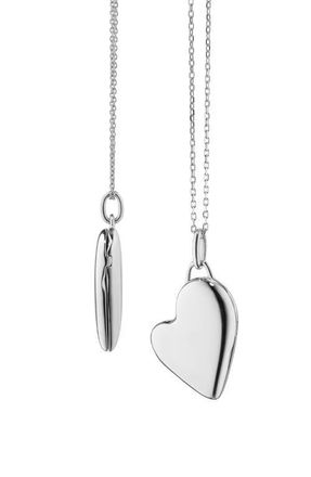 Monica Rich Kosann Petite Heart Locket Necklace in Silver at Nordstrom, Size 18
