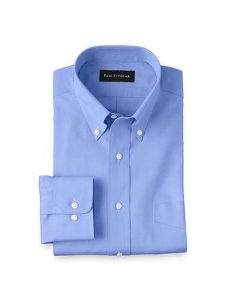 Paul Fredrick Non-iron Cotton Pinpoint Solid Button Down Collar Dress Shirt