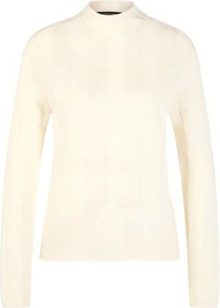 Marc Cain Truien & Vesten, Dames, Wit, 3Xl, Wol, Slim-Fit Trui met Opstaande Kraag