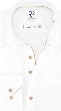 R2 Amsterdam Wit Zakelijk Overhemd Zomer Stijl - Heren - Casual Overhemden - Wit - XS - Katoen - Overhemden