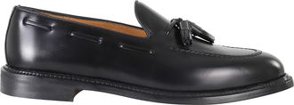 John Spencer Black Smooth Decorative Tassels Leather Loafers