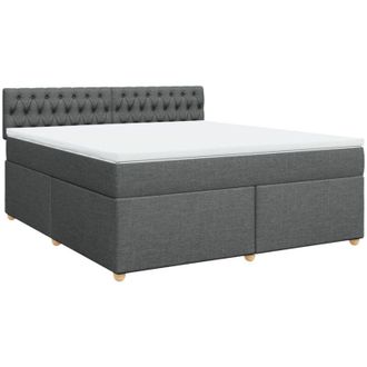 vidaXL Vidaxl - Cama Box Spring Con Colch&oacute;n Tela Gris Oscuro 180x200 Cm