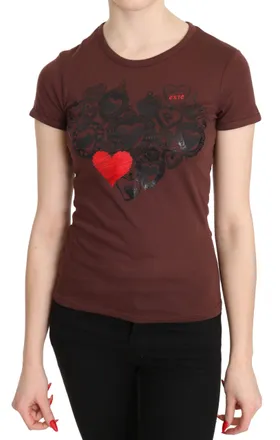 Exte Hearts Printed Round Neck T-shirt Womens Top