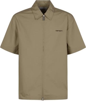 Carhartt Work in Progress Carhartt Wip, Short Sleeve Shirts, male, Beige, Size: XL S/S Postal Zip Shirt