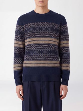 Brunello Cucinelli Jacquard Crewneck Sweater in Alpaca and Cashmere Blend