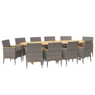 vidaXL Juego De Comedor De Jard&iacute;n 11 Piezas Con Cojines Gris Vidaxl