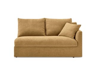 Castlery Agnes Right Arm Queen Sleeper Sofa, Mustard Brown, Removable Covers, Machine Washable for Women