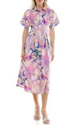 Nicole Miller Pintuck Waist Midi Shirtdress in Dreamscape at Nordstrom Rack, Size 14
