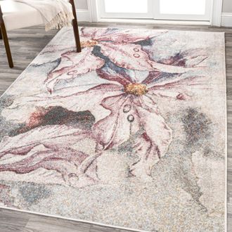Jonathan Y Designs Pastello Modern Abstract Muted Flowers Pink/Gray Runner Rug