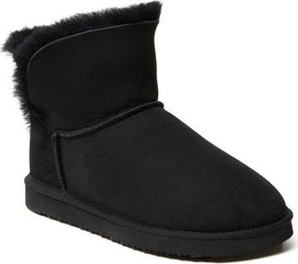 Dearfoams Perth Genuine Shearling Foldover Bootie in Black at Nordstrom, Size 6.5