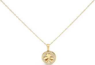 House of Brilliance 10K Yellow Gold 3 Leaf Clover 1/6 Cttw Diamond Pendant Necklace at Nordstrom