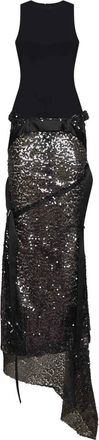 The Attico Vestido largo de lentejuelas con aberturas - Dresses - Mujer - Negro - S