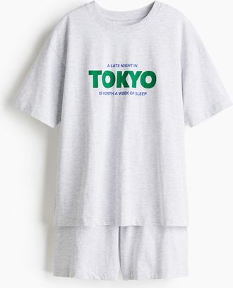 H&M Bedruckter Pyjama - Grau