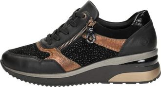Remonte Veterschoenen Laag - Dames - Sneakers - Zwart - 42 EU - Leer - Schoenen