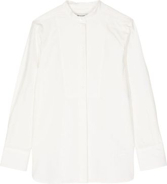 Maison Kitsuné collarless cotton shirt - women - Cotton - 42 - White