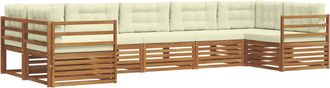 vidaXL Conjunto De Sof&aacute;s De Exterior 7 Uds. Natural Y Crema Vidaxl