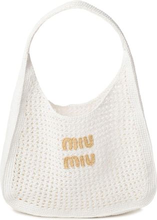 Miu Miu crochet-knit handbag - women - Raffia - One Size - White