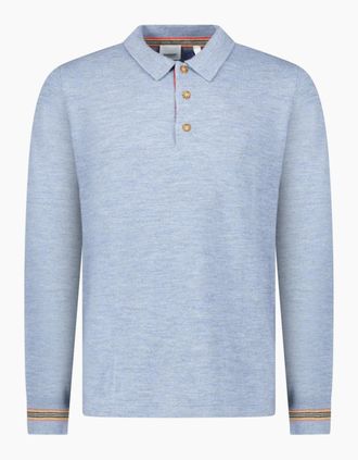 Burberry Mens Burberry Pace Signature Stripe Wool Polo Mid Blue - Size: 40