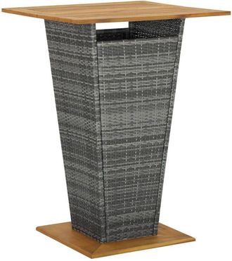 vidaXL Bar Table Grey 80x80x110 cm Poly Rattan and Solid Acacia Wood Vidaxl