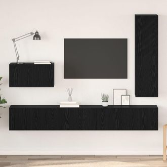 Berkfield Home with Shelf Wall-mounted Other with Storage with Door 4 pcs Black oak 30.5 x 30 x 110 cm Engineered wood