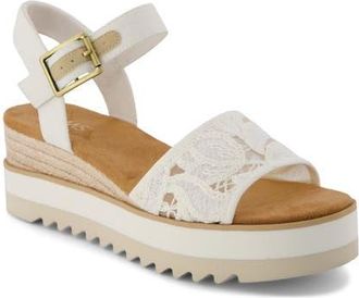 Toms Diana Platform Wedge Sandal in White Lace at Nordstrom, Size 7.5