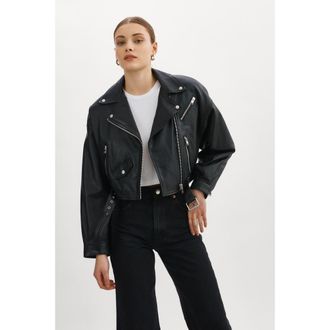LaMarque DYLAN | 80s Leather Biker Jacket in Black at Nordstrom, Size Xx-Small