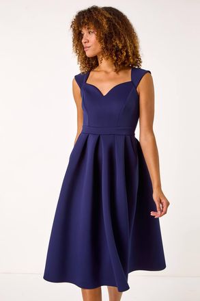 Roman Sweetheart Neck Premium Stretch Skater Dress