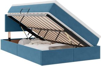 vidaXL Storage Bed with Mattress Dark Blue 120 x 200 cm Velvet vidaXL