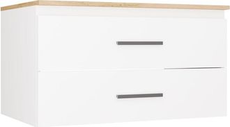 Topeshop Nel 80 Mueble Bajo Lavabo, Ba&ntilde;o, Blanco / Encimera Roble Artisan, Suspendido, 2 Cajones