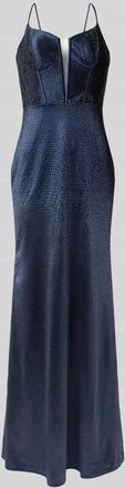 Mascara Abendkleid mit Herz-Ausschnitt in Dunkelblau, Gr&ouml;&szlig;e 32