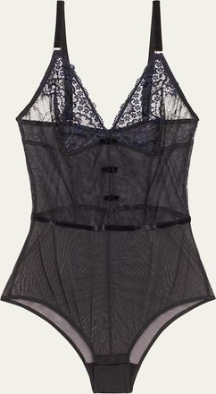 Simone P&eacute;r&egrave;le Scenario Embroidered Lace & Tulle Bodysuit
