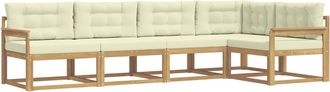 vidaXL Conjunto De Sof&aacute;s De Exterior 4 Uds. Blanco Y Crema Poli&eacute;ster Vidaxl
