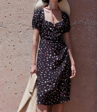 Sanctuary Sweetheart Neckline Midi Dress In Dark Oak Floral