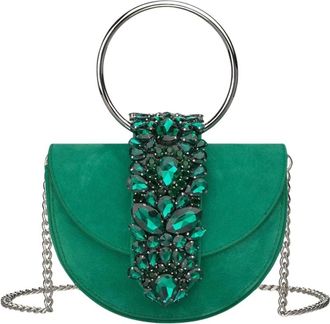 Alma En Pena Halve maan juweel tas - Dames - Handtassen - Groen - ONE Size - Leer - Tassen