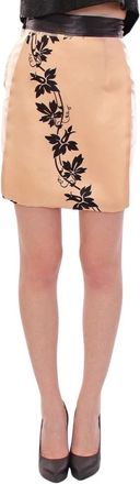 Caterina Gatta Minirok met bloemenprint - Dames - Korte rokken - Beige - XS - Nylon - Rokken
