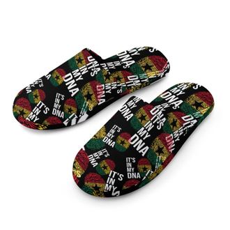 Generic Its In My DNA Ghana Flag Mens Cozy Memory Foam Slippers Warm Cotton House Shoes Comfy Slipper for Indoor Outdoor
