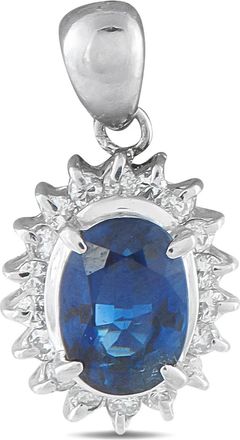 Luxury Bazaar platinum diamond sapphire pendant - Zilver