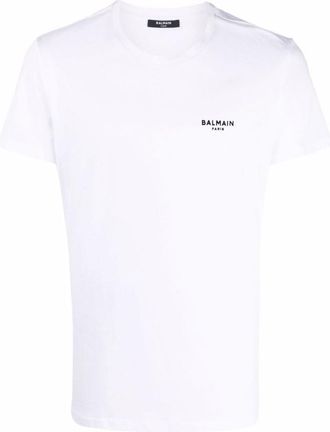 Balmain Flock Logo Print T Shirt, Size Small