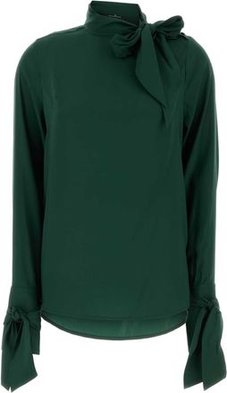 Ermanno Scervino Dark Green Stretch Silk Blouse