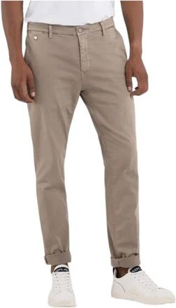 Replay Cropped Broek - Heren - Chinos - Beige - W38 L34 - Katoen - Broeken