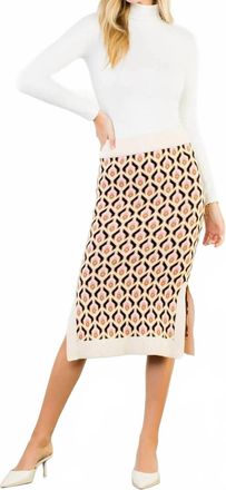 THML Clothing Jacquard Knit Midi Skirt In Lennon Geometric