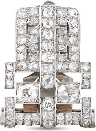 Luxury Bazaar Antique Platinum and 18K White Gold 4.75ct Diamond Brooch Clip MF20-062926