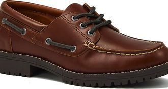 Lands End Seaport Leather Lace Up Boat Shoes in Rustic Brown at Nordstrom, Size 8.5