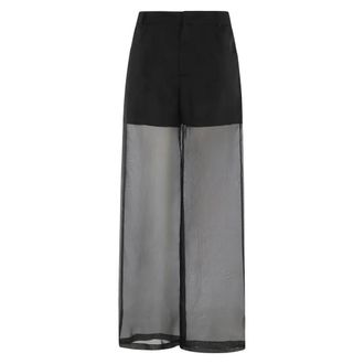 Federica Tosi Wide Trousers, female, Black, Size: XS Silk Organza Pants