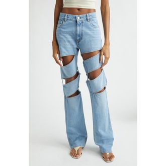 Coperni Spiral Straight Cut Jeans in Blue Light Blue at Nordstrom, Size 12 Us