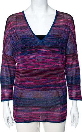 M Missoni Multicolored Lurex Knit V-Neck Top